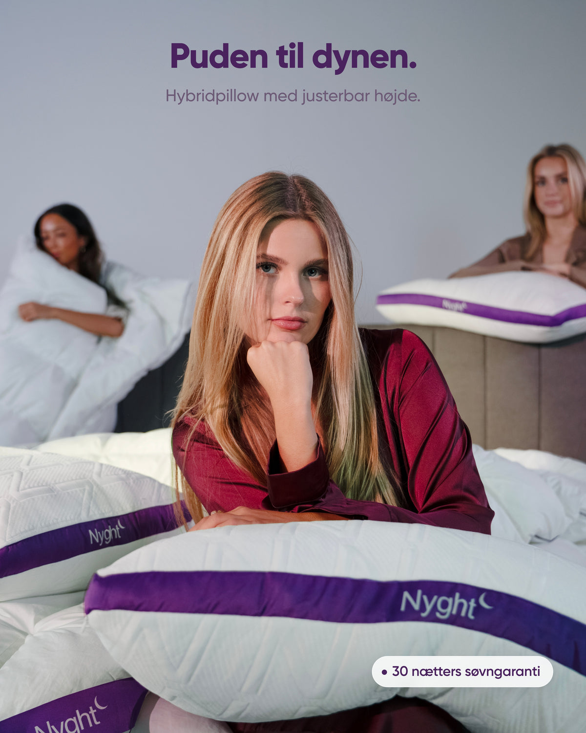 Kvinde med Hybridpillow – puden til dynen, justerbar højde